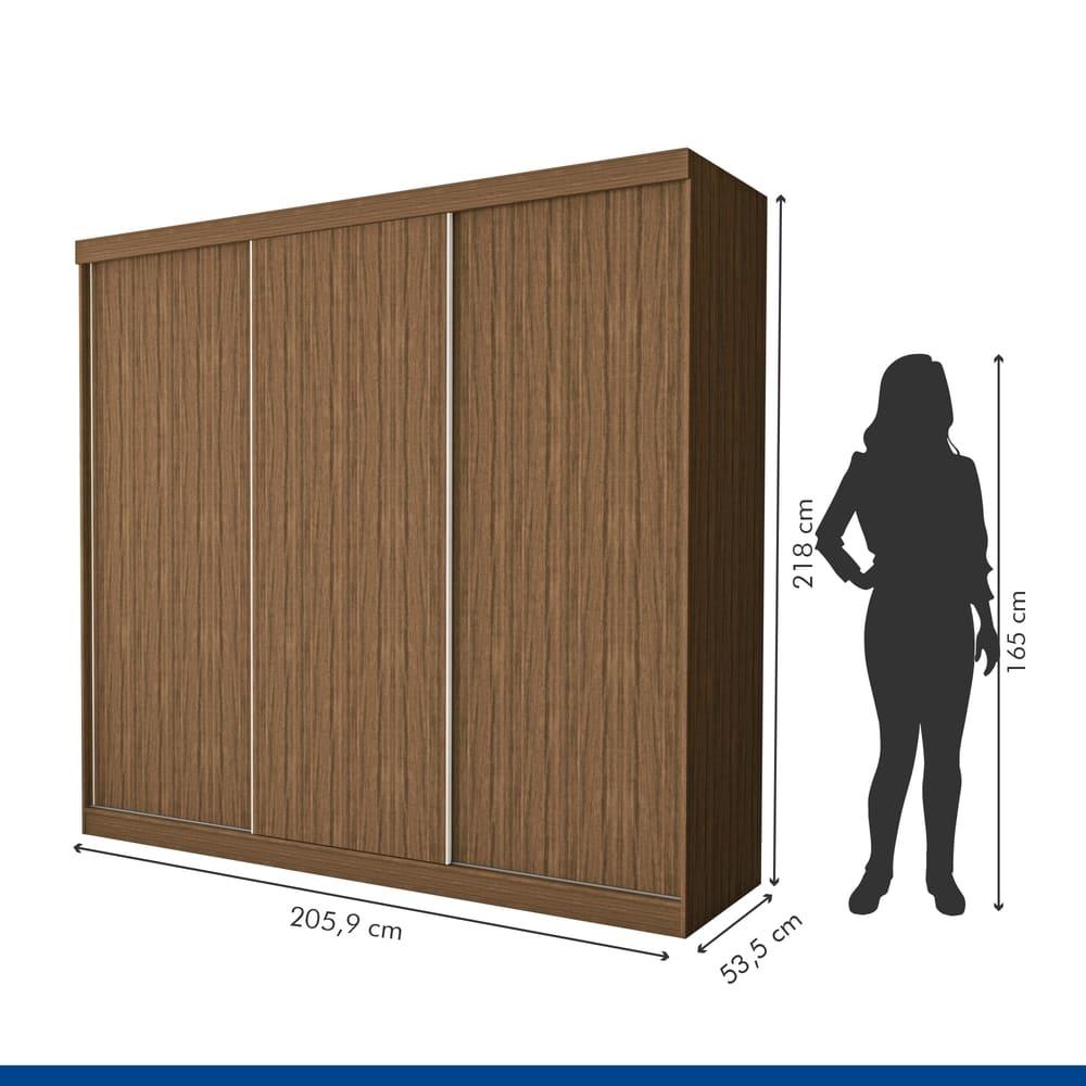 Guarda Roupa 3 Portas de Correr 4 Gavetas Itália Minastex Freijó