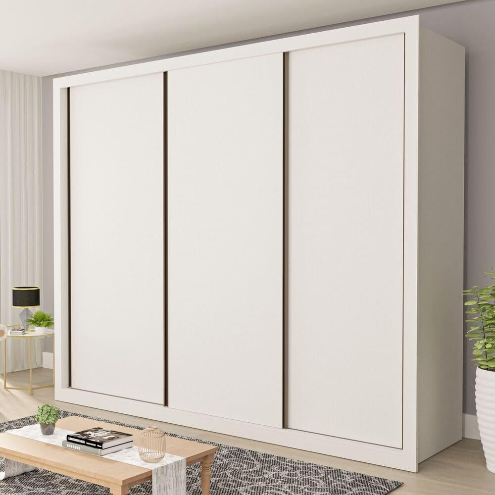 Guarda Roupa 3 Portas de Correr 6 Gavetas Nápoli Minastex Branco