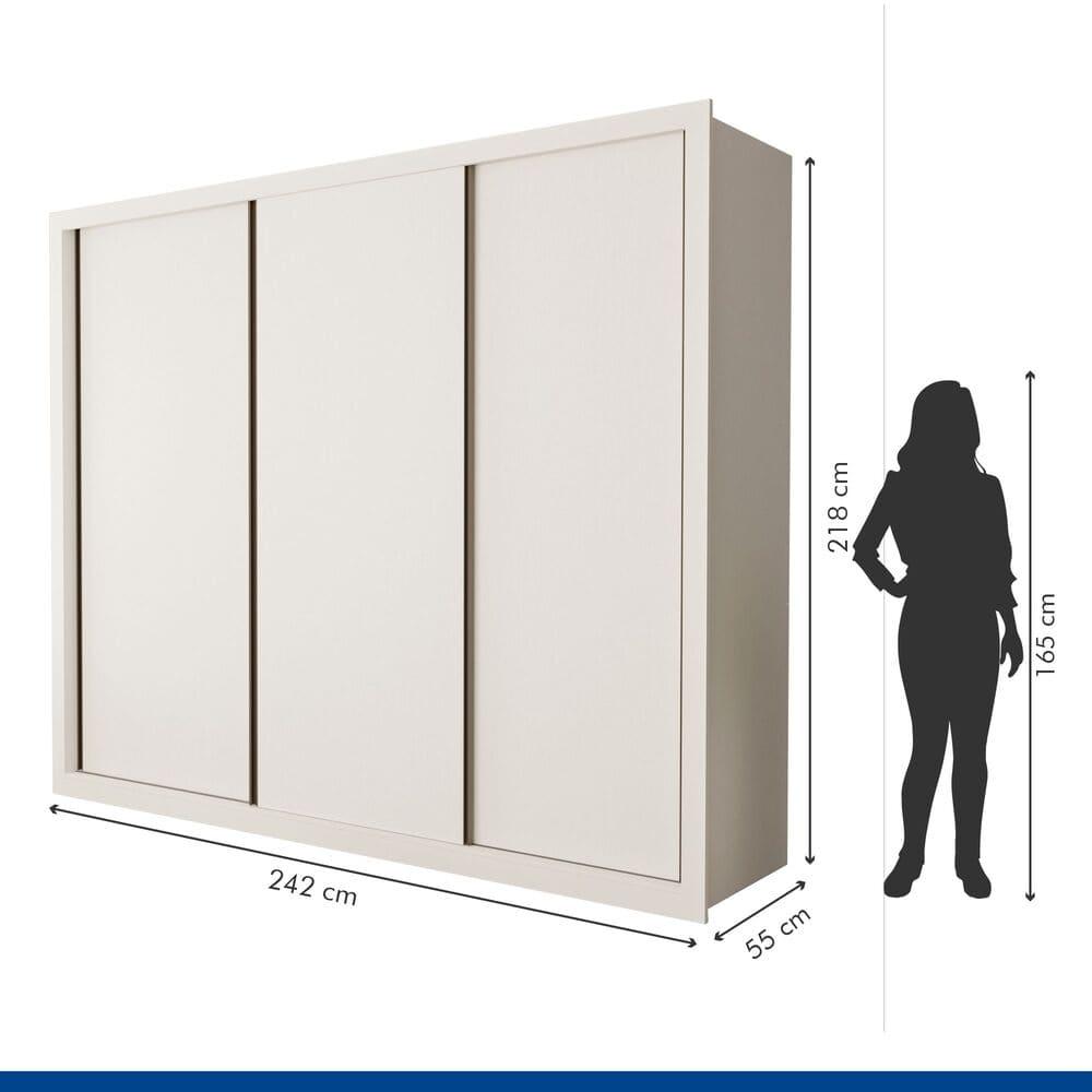 Guarda Roupa 3 Portas de Correr 6 Gavetas Nápoli Minastex Branco