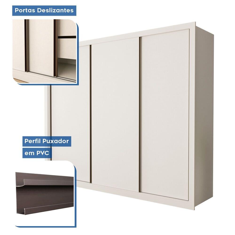 Guarda Roupa 3 Portas de Correr 6 Gavetas Nápoli Minastex Branco