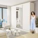 Guarda Roupa 3 Portas de Correr com Espelho Central 4 Gavetas Barcelona Minastex Branco