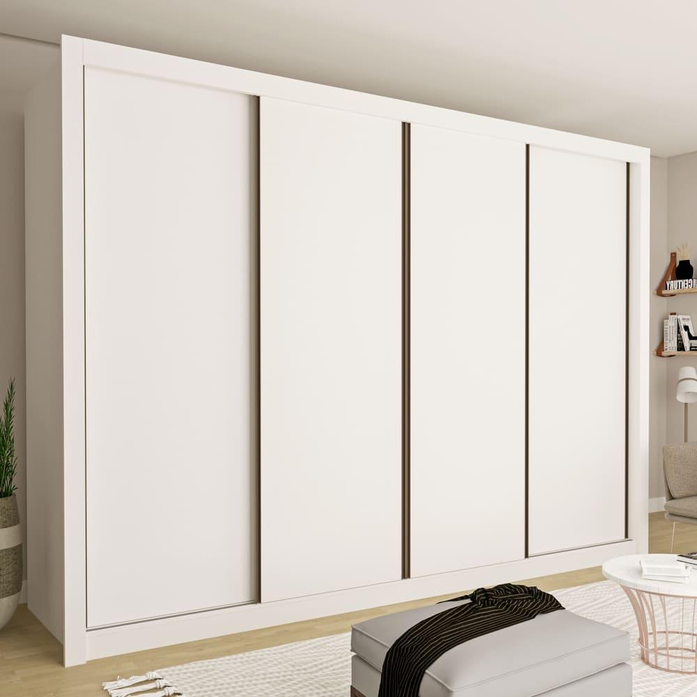 Guarda Roupa 4 Portas de Correr 4 Gavetas Nápoli Minastex Branco