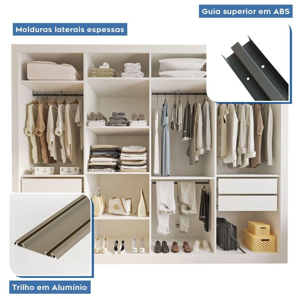 Guarda Roupa 4 Portas de Correr 4 Gavetas Nápoli Minastex Branco