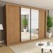 Guarda Roupa 4 Portas de Correr com Espelhos 4 Gavetas Firenze Minastex Carvalho