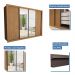 Guarda Roupa 4 Portas de Correr com Espelhos 4 Gavetas Firenze Minastex Carvalho