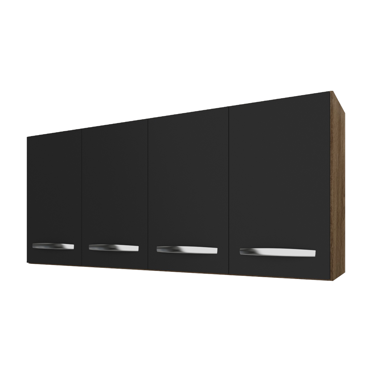 Armário Aéreo Suspenso 4 Portas 118 cm Modulado Cozinha Multiuso Escritório Madeira Luna Savana Preto 