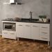 Armário Balcão Gabinete de Pia 140 cm Carine e Balcão Para Fogão Cooktop 4 Bocas e Forno Elétrico Evelyn Branco 