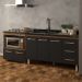 Armário Balcão Gabinete de Pia 140 cm Carine e Balcão Para Fogão Cooktop 4 Bocas e Forno Elétrico Evelyn Savana Preto 