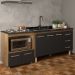 Armário Balcão Gabinete de Pia 140 cm Carine e Balcão Para Fogão Cooktop 4 Bocas e Forno Elétrico Evelyn Savana Preto 