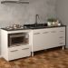 Armário Balcão Gabinete de Pia 140 cm Carine e Balcão Para Fogão Cooktop 5 Bocas e Forno Elétrico Evelyn Branco 