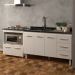 Armário Balcão Gabinete de Pia 140 cm Carine e Balcão Para Fogão Cooktop 5 Bocas e Forno Elétrico Evelyn Branco 