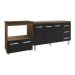 Armário Balcão Gabinete de Pia 140 cm Carine e Balcão Para Fogão Cooktop 5 Bocas e Forno Elétrico Evelyn Savana Preto 