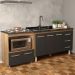 Armário Balcão Gabinete de Pia 140 cm Carine e Balcão Para Fogão Cooktop 5 Bocas e Forno Elétrico Evelyn Savana Preto 
