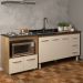 Armário Balcão Gabinete de Pia 140cm Carine e Balcão Para Fogão Cooktop 4 Bocas e Forno Elétrico Evelyn Savana Off White 