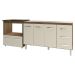 Armário Balcão Gabinete de Pia 140cm Carine e Balcão Para Fogão Cooktop 4 Bocas e Forno Elétrico Evelyn Savana Off White 