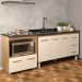 Armário Balcão Gabinete de Pia 140cm Carine e Balcão Para Fogão Cooktop 5 Bocas e Forno Elétrico Evelyn Savana Off White 