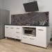 Armário Cozinha Balcão Gabinete de Pia 120 cm Bruna e Balcão Alana para Fogão Cooktop 4 Bocas e Forno Branco 