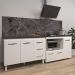Armário Cozinha Balcão Gabinete de Pia 120 cm Bruna e Balcão Alana para Fogão Cooktop 4 Bocas e Forno Branco 