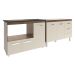 Armário Cozinha Balcão Gabinete de Pia 120 cm Bruna e Balcão Alana para Fogão Cooktop 4 Bocas e Forno Savana Off White 