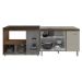 Armário Cozinha Balcão Gabinete de Pia 120 cm Bruna e Balcão Alana para Fogão Cooktop 4 Bocas e Forno Savana Off White 