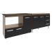 Armário Cozinha Balcão Gabinete de Pia 120 cm Bruna e Balcão Alana para Fogão Cooktop 4 Bocas e Forno Savana Preto 