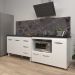 Armário Cozinha Balcão Gabinete de Pia 120 cm Bruna e Balcão Alana para Fogão Cooktop 5 Bocas e Forno Branco 