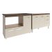 Armário Cozinha Balcão Gabinete de Pia 120 cm Bruna e Balcão Alana para Fogão Cooktop 5 Bocas e Forno Savana Off White 