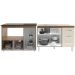 Armário Cozinha Balcão Gabinete de Pia 120 cm Bruna e Balcão Alana para Fogão Cooktop 5 Bocas e Forno Savana Off White 