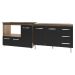Armário Cozinha Balcão Gabinete de Pia 120 cm Bruna e Balcão Alana para Fogão Cooktop 5 Bocas e Forno Savana Preto 