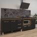 Armário Cozinha Balcão Gabinete de Pia 120 cm Bruna e Balcão Alana para Fogão Cooktop 5 Bocas e Forno Savana Preto 