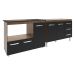 Armário Cozinha Balcão Gabinete de Pia 120 cm Bruna e Balcão Alana para Fogão Cooktop 5 Bocas e Forno Savana Preto 