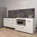 Armário Cozinha Balcão Gabinete de Pia 120 cm Bruna e Balcão Lilian para Microondas e Forno Elétrico Branco 
