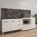 Armário Cozinha Balcão Gabinete de Pia 120 cm Bruna e Balcão Lilian para Microondas e Forno Elétrico Branco 
