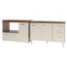 Armário Cozinha Balcão Gabinete de Pia 120 cm Bruna e Balcão Lilian para Microondas e Forno Elétrico Savana Off White 