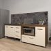 Armário Cozinha Balcão Gabinete de Pia 120 cm Bruna e Balcão Lilian para Microondas e Forno Elétrico Savana Off White 