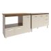 Armário Cozinha Balcão Gabinete de Pia 120 cm Bruna e Balcão Lilian para Microondas e Forno Elétrico Savana Off White 