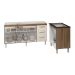 Armário Cozinha Balcão Gabinete de Pia 160 cm Estela e Balcão Fran para Fogão Cooktop 4 Bocas Savana Off White 