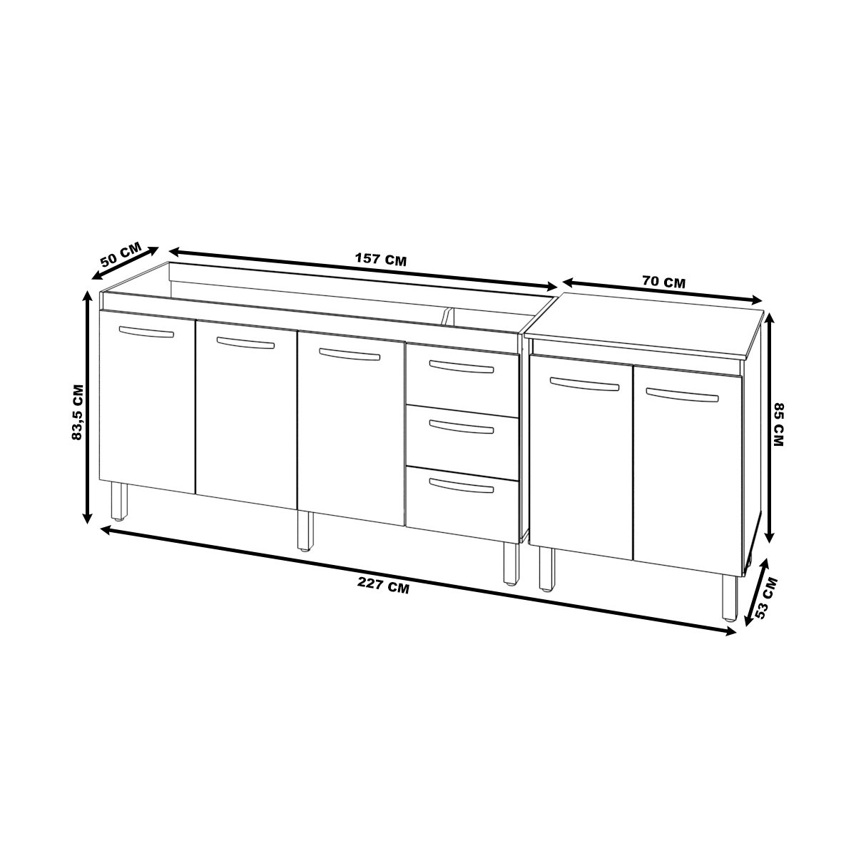 Armário Cozinha Balcão Gabinete de Pia 160 cm Estela e Balcão Jane para Microondas ou Forno Elétrico Savana Off White 