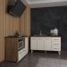 Armário Cozinha Carine Gabinete de Pia 140 cm e Balcão Alana para Cooktop 4 Bocas e Forno ou Microondas Savana Off White 