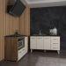 Armário Cozinha Carine Gabinete de Pia 140 cm e Balcão Alana para Cooktop 5 Bocas e Forno ou Microondas Savana Off White 
