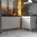 Armário Cozinha Gabinete Pia de 120 cm Aline e Balcão Fran para Cooktop 4 Bocas Branco 