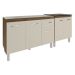 Armário Cozinha Gabinete Pia de 120 cm Aline e Balcão Fran para Cooktop 4 Bocas Savana Off White 