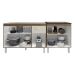 Armário Cozinha Gabinete Pia de 120 cm Aline e Balcão Fran para Cooktop 4 Bocas Savana Off White 