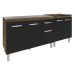 Armário Cozinha Gabinete Pia de 120 cm Aline e Balcão Fran para Cooktop 4 Bocas Savana Preto 
