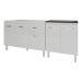 Armário Cozinha Gabinete Pia de 120 cm Aline e Balcão Fran para Cooktop 5 Bocas Branco 
