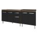 Armário Cozinha Gabinete Pia de 120 cm Aline e Balcão Fran para Cooktop 5 Bocas Savana Preto 