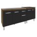 Armário Cozinha Gabinete Pia de 120 cm Aline e Balcão Fran para Cooktop 5 Bocas Savana Preto 