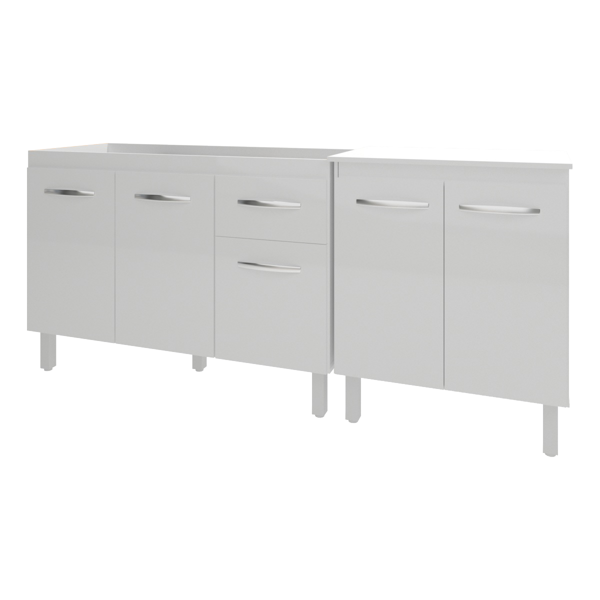 Armário Cozinha Gabinete Pia de 120 cm Aline e Balcão Jane para Forno Elétrico ou Microondas Branco 