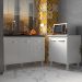 Armário Cozinha Gabinete Pia de 120 cm Aline e Balcão Jane para Forno Elétrico ou Microondas Branco 