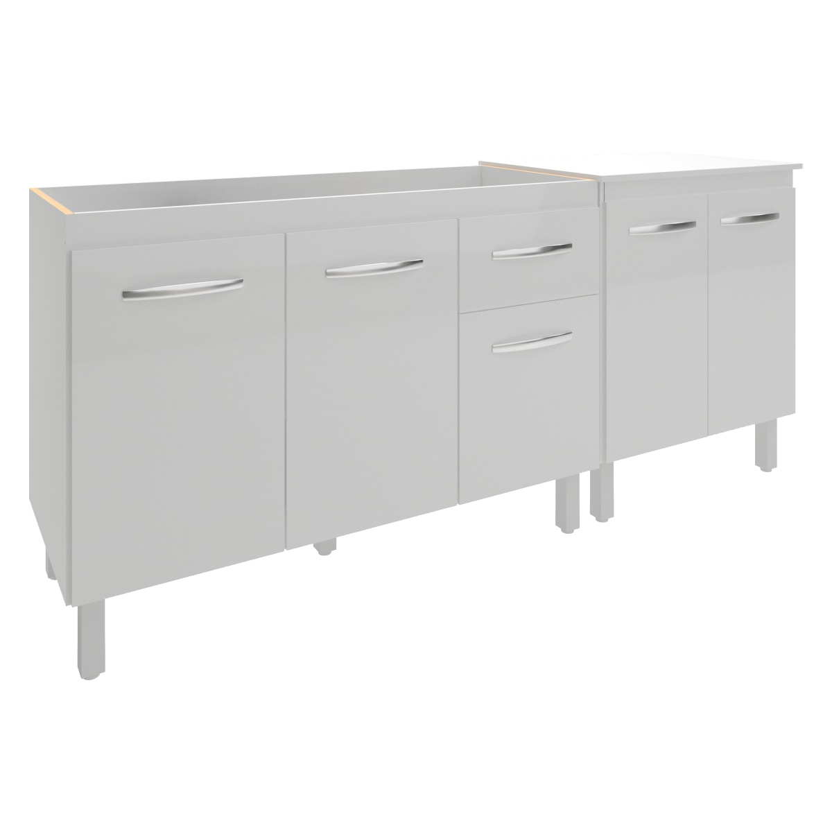 Armário Cozinha Gabinete Pia de 120 cm Aline e Balcão Jane para Forno Elétrico ou Microondas Branco 